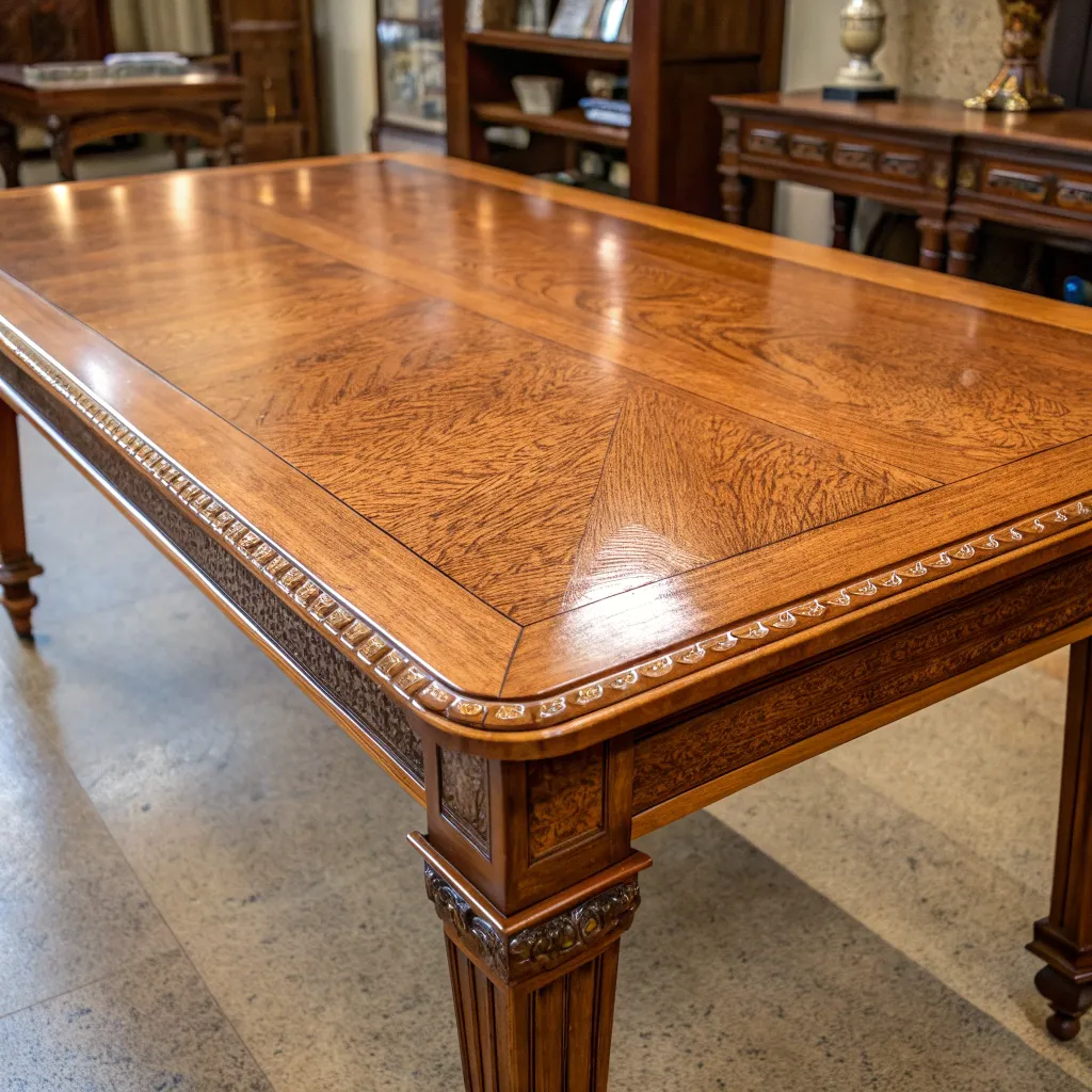 Restored oak table with a polished finish